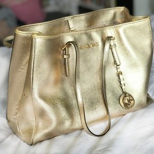 Gold MICHAEL Michael Kors Medium Jet Set tote